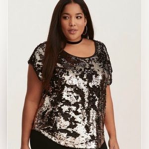 Torrid 1 Gold Flip Sequin Top